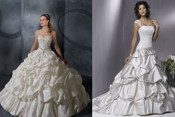 Marszczenia i draperie nadają sukniom ślubnym typowo balowy wygląd i szyk