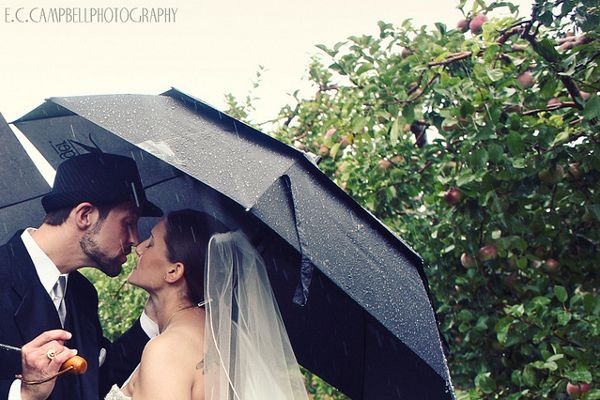 Deszczowa sesja ślubna