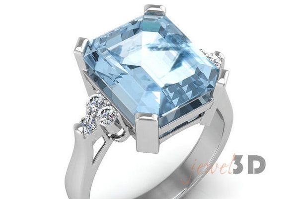 Pierścionek zaręczynowy z przepięknym, błękitnym kamieniem